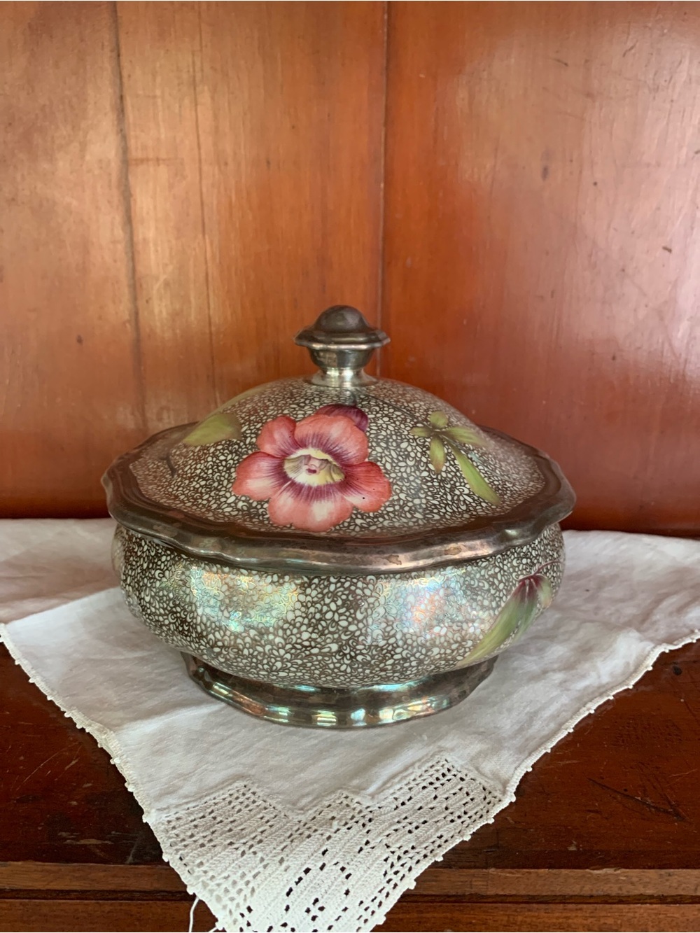 Vtg Rosenthal Porcelain Covered Dish with Floral Hand-Painted Motif
